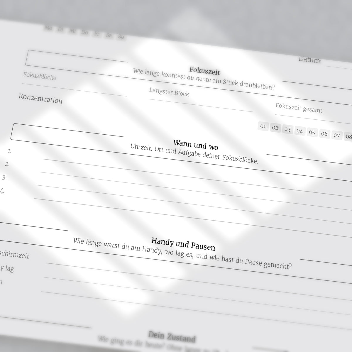Fokus-Protokoll – Workbook (digital für Tablet & zum Ausdrucken)