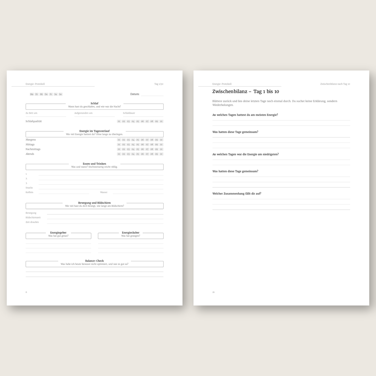 Energie-Protokoll – Workbook (digital für Tablet & zum Ausdrucken)