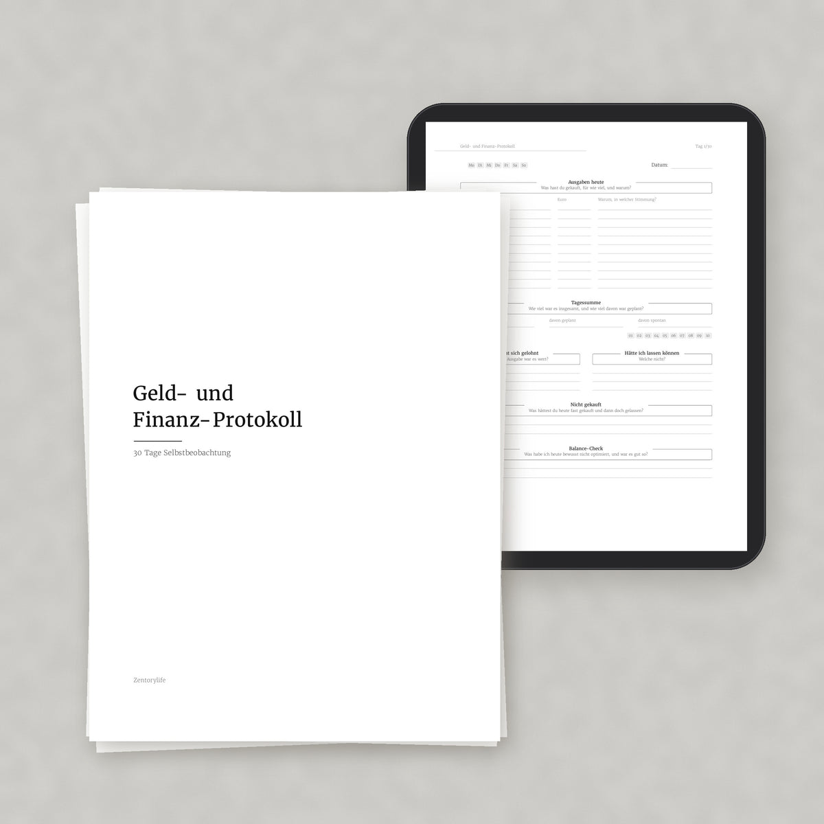 Geld- und Finanz-Protokoll – Workbook (digital für Tablet & zum Ausdrucken)
