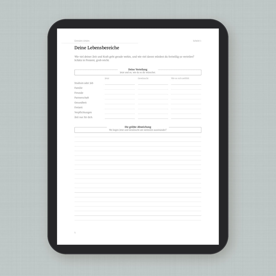 Grenzen setzen auf dem Tablet