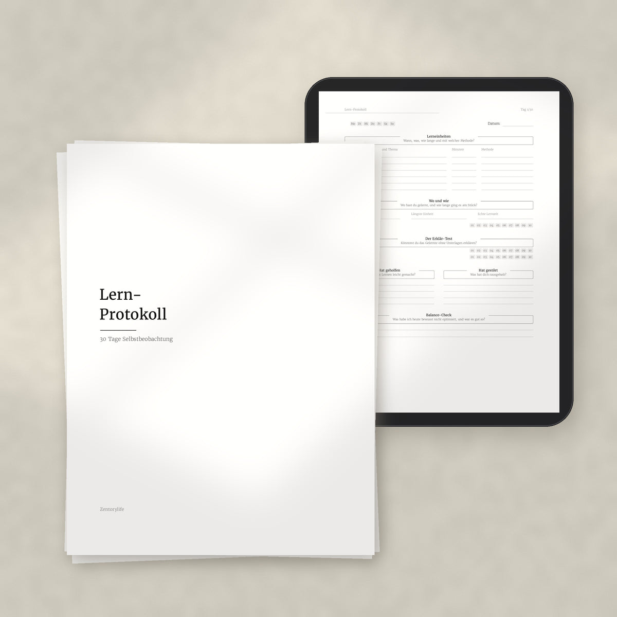 Lern-Protokoll – Workbook (digital für Tablet & zum Ausdrucken)
