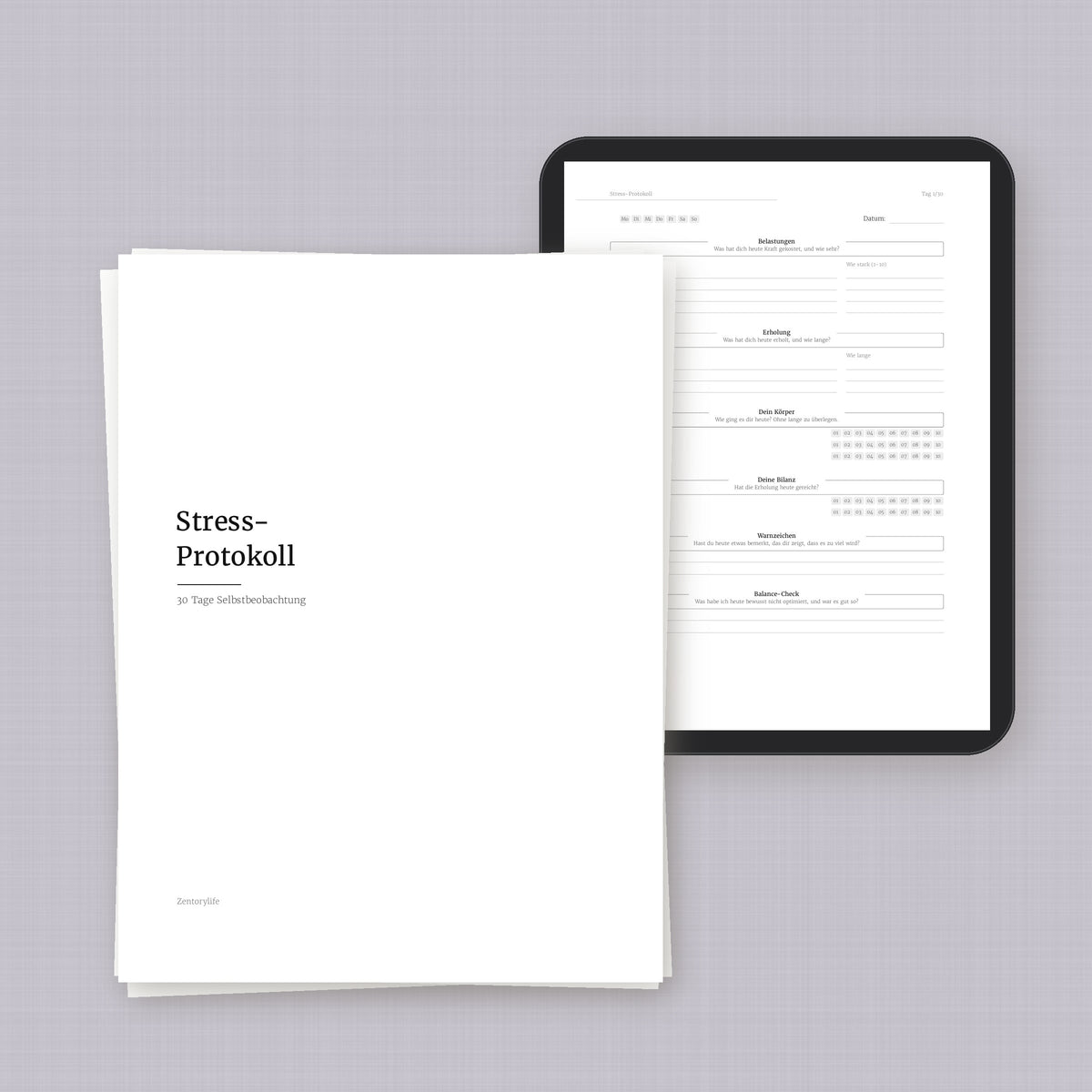 Stress-Protokoll – Workbook (digital für Tablet & zum Ausdrucken)