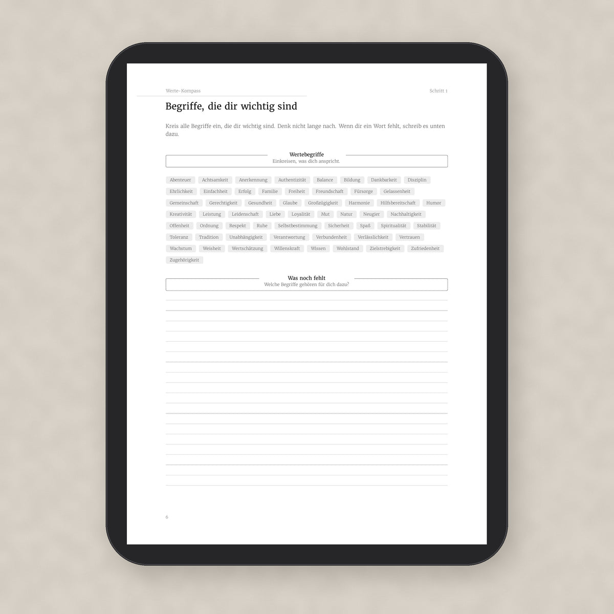 Werte-Kompass – Workbook (digital für Tablet & zum Ausdrucken)